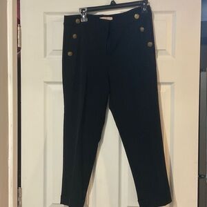 LOFT Black Pants with Gold Button Accents